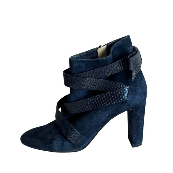 Jimmy Choo Women’s Size 39 US 9 Strapped Bow Booties Blue Suede Ankle Boots - Picture 9 of 12